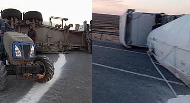 Silobas devrildi: Yol trafiğe kapandı!