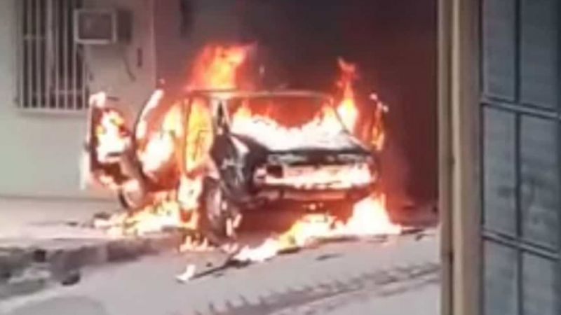 Urfa’da otomobil cayır cayır yandı