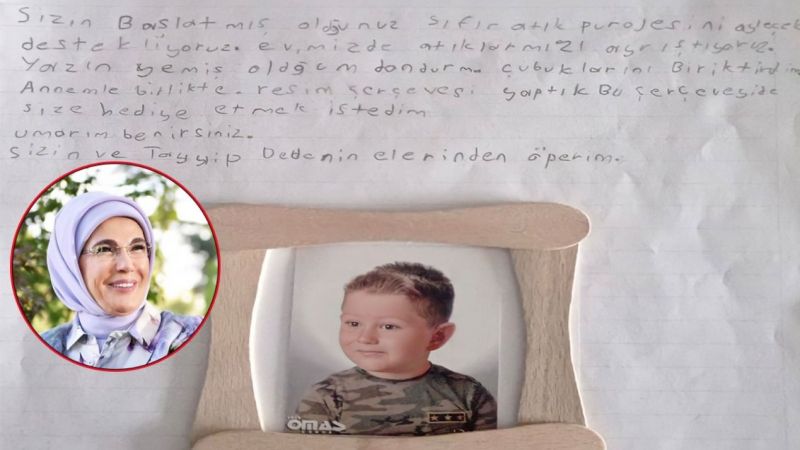 Dondurma çubuklarından yaptığı çerçeveyi Erdoğan’a gönderdi