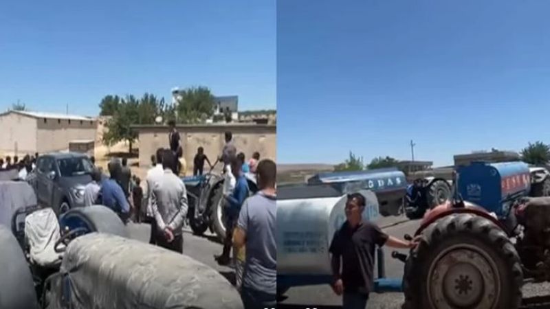 Su sorunu yaşayan köylüler'den eylem