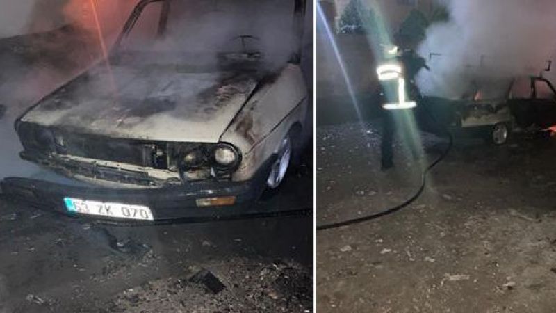 Akçakale'de otomobil alev alev yandı