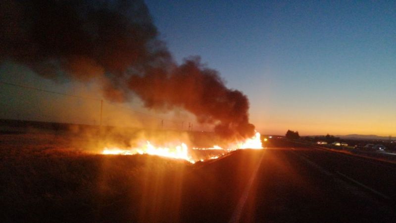 Seyir halinde bulunan LPG’li araç alev topuna döndü
